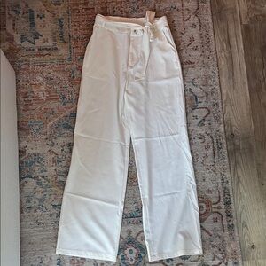 High-Waist White Wide-Leg Pants